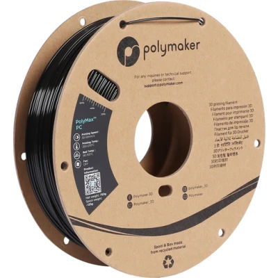 Afbeelding van Polymaker PC02001 Polymax Tough Filament PC (polycarbonaat) Hoge stijfheid, Hittebestendig, Slagvast 1.75 mm 750 g Zwart 1 stuk(s)