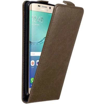 Afbeelding van Cadorabo Hoesje geschikt voor Samsung Galaxy S6 EDGE PLUS in KOFFIE BRUIN Beschermhoes flip design Case Cover met magnetische sluiting