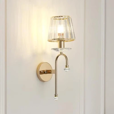 Afbeelding van Moderne Kristallen Wandlamp Binnen, E14 Goud Kristal Wandlamp, Gouden Muurlampen Voor Nachtkastje, Nachtkastje Slaapkamer Woonkamer Eetkamer Hal Verlichting (Gold B)