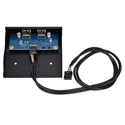 Afbeelding van ASHATA USB 2.0 frontpaneel, 2 poort 3,5 inch metalen Super Speed frontplaat HUB adapter, hoge overdracht frontpaneel front panel voor desktop computer