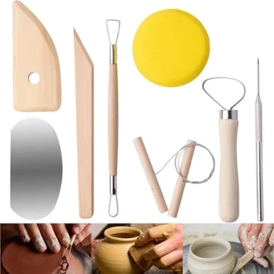 Afbeelding van Aililong 8 delige kleigereedschapsset pottenbakkersgereedschap en voor beginners professionals modelleergereedschap klei, hout keramiek snijden, vormen