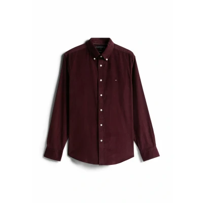 Afbeelding van Tommy Hilfiger Regular FIT FLAG Embroidery Overhemd, Heren, Maat: XS, Deep burgundy