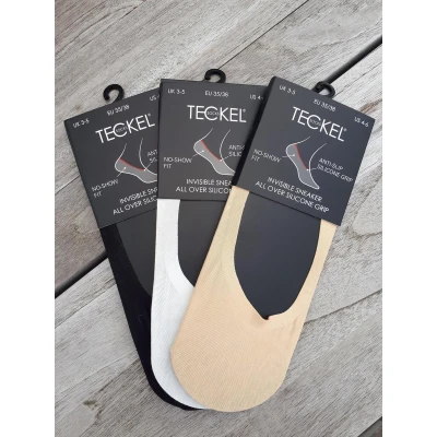 Afbeelding van TEckel Invisible sneaker All Over Silicone 10 paar beige Footies Multipack Kousenvoetje Maat 35 38