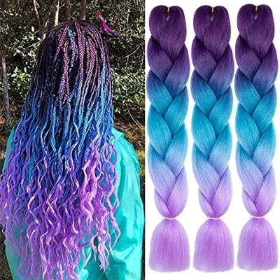 Afbeelding van FANWYFYU Ombre Vlechthaar, 3 stuks/partij Vlechten Hair Extensions Hoge Temperatuur Synthetisch 60 cm Pre Uitgerekt Haar voor Doos