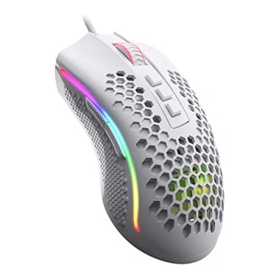 Afbeelding van Redragon M808 Storm lichtgewicht RGB gamingmuis, 85 g ultralichte honingraatschaal 12.400 DPI optische sensor 7 programmeerbare knoppen Nauwkeurige registratie Superlite kabel Wit
