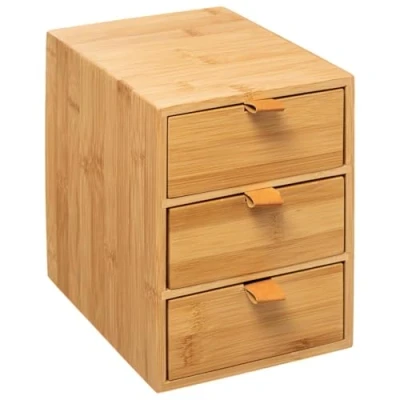 Afbeelding van 5Five Ladeblokje/bureau organizer 3x lades bamboe hout L20 x B15 H21 cm lichtbruin