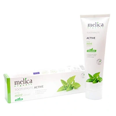 Afbeelding van MELICA ORGANIC Biologisch 97% Natuurlijke Actieve MUNT/ MINT EXTRACT WITTE BIO TANDPASTA met XYLITOL en CALCIUM zonder Fluoride, SLS, SLES, parabenen, antiseptica 100ml