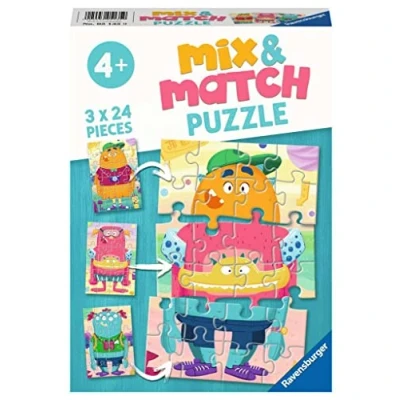 Afbeelding van Ravensburger Mix &amp; Match puzzel Grappige monsters 3 x 24 stukjes kinderpuzzel