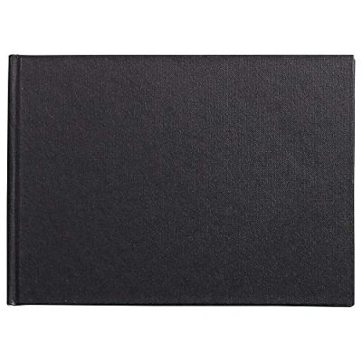 Afbeelding van Clairefontaine Ref 134246C Goldline Casebound Pad (64 Ivory Sheets) A5 (210 x 148mm) formaat, 140gsm papier, landschap lay out zwarte omslag geschikt voor droge technieken