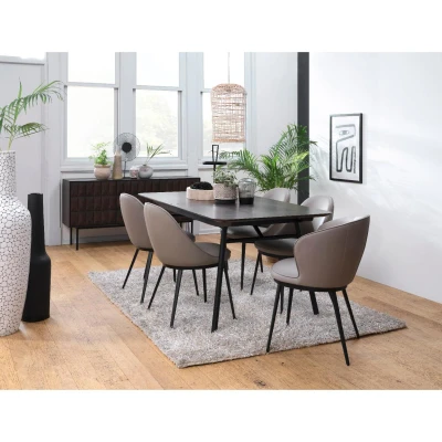 Afbeelding van Nordic Home Madeleine eetkamerstoel PU leer taupe