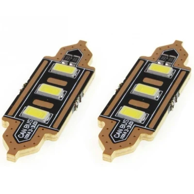 Afbeelding van Dome 3 LED 5730 39mm Canbus C5W 2 stuks (plat)