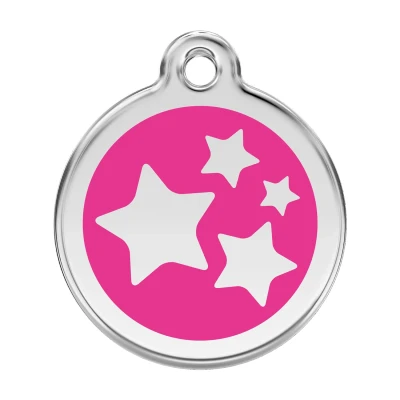 Afbeelding van Star Hot Pink roestvrijstalen hondenpenning large/groot dia. 3,8 cm RedDingo