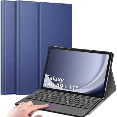 Afbeelding van Fintie toetsenbord hoes voor Samsung Galaxy Tab A9 Plus 11 inch 2023 SM X210/X216/X218 Duits met touchpad, magnetisch afneembaar toetsenbord, donkerblauw