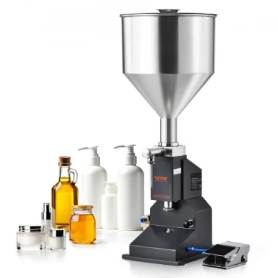 Afbeelding van VEVOR 5 50ml vulmachine Handmatige vloeistofvulmachine Gemaakt van Food Grade 304 roestvrij staal Siliconen PTFE Compatibel met 500W luchtcompressor voor het vullen honingolie essentie
