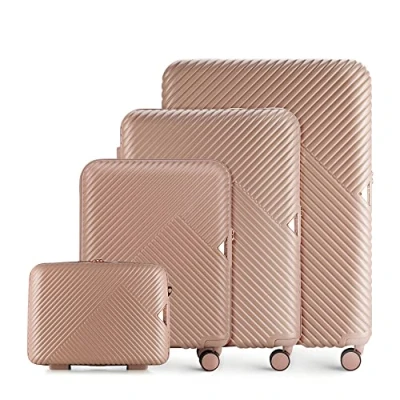 Afbeelding van WITTCHEN Reiskoffer 4 delige kofferset Rollende koffer Trolley Handbagage Harde schaal van polycarbonaat met spinnerwielen Cijferslot Telescopisch handvat GL Style Line Roze