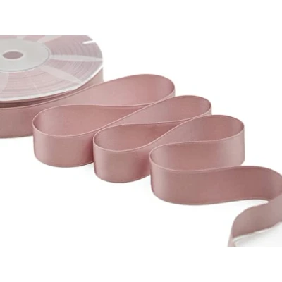Afbeelding van Furlanis Dubbelzijdig satijnen lint, Italiaanse stof oudroze, 25 mm x m