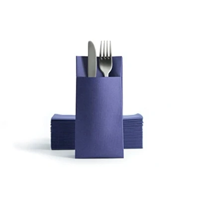 Afbeelding van Alvotex CHIC Airlaid 50 bestekservetten bestekzakken, doekachtig, hoogwaardige wegwerpservetten, 39x40cm, donkerblauw
