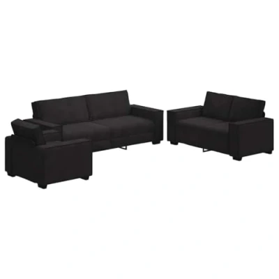 Afbeelding van vidaXL 3 delige Loungeset met kussens fluweel zwart