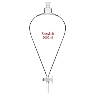 Afbeelding van stonylab Borosilicaatglas 5000 ml Heavy Wall Conische Scheitrechter met 24/29 Gewrichten en PTFE Afsluitkraan,