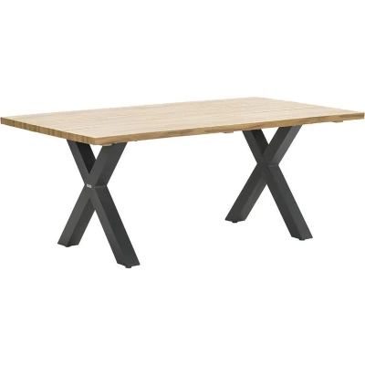 Afbeelding van Zeus dining tafel 180x100 carbon black/teak look/X stijl Garden Impressions