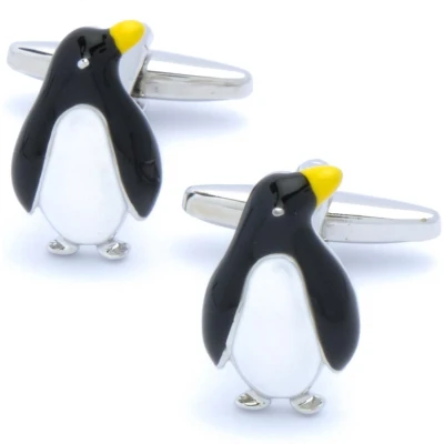 Afbeelding van Manchetknopen Penguin Zwart Wit Geel