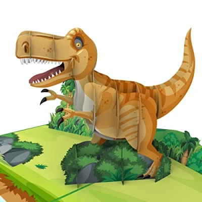 Afbeelding van MOKIO® Pop Up Kaart voor Kinderen T Rex Dinosaurus 3D Dino cadeaukaart een verjaardag, als cadeaubon of geldcadeaus, kinderverjaardagskaart meisjes en jongens