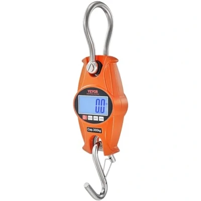 Afbeelding van VEVOR Kraanweegschaal, 0,15 tot 300 kg, digitale hangweegschaal, lbs/kg/N, trekweegschaal, 0,05 kg nauwkeurigheid, wildweegschaal, industriële weegschaal, lcd display, hangende