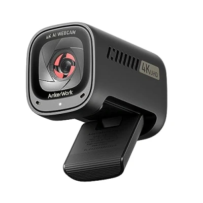 Afbeelding van AnkerWork C310 webcam, 4K 12 MP, 1080p bij 60 Hz, HDR, AI autofocus, kadering en ruisonderdrukking, ingebouwde privacysluiter, instelbaar blikveld voor videogesprekken livestreams