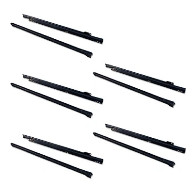 Afbeelding van Emuca Set ladegeleiders met rolgeleiding, zelf sluitingsmechanisme, 600 mm, voor gedeeltelijke opening, Zwart, 5 st.