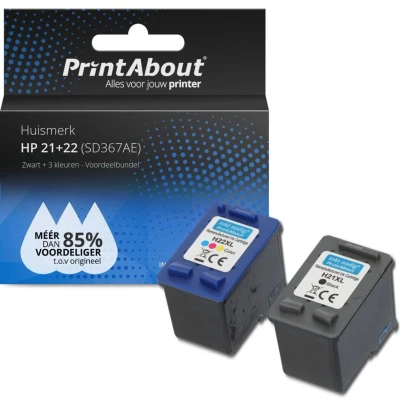 Afbeelding van Huismerk HP 21 (SD367AE) Inktcartridge Zwart + 3 kleuren Voordeelbundel