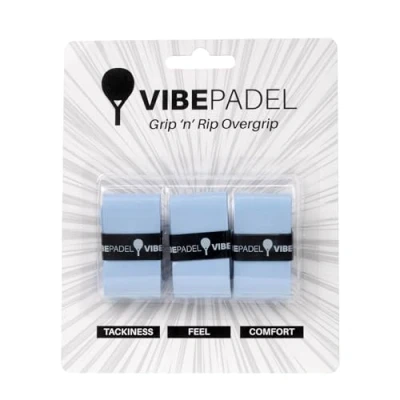 Afbeelding van VIBEPADEL Grip &#039;n&#039; Rip Padel Overgrip Antislip Tacky Feel voor Racket, Pickleball, Squash, Badminton 3 Pack Meerdere kleuren (Sky Blue Pack) Ideaal Racket Accessoire