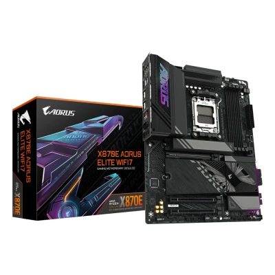 Afbeelding van GIGABYTE X870E AORUS Elite WIFI7 moederbord, ondersteunt AMD Ryzen 9000 CPU, 16 + 2 fasen digitaal VRM, tot 8000MHz DDR5 (OC), 4 x PCIe 5.0 4xM.2, Wi Fi 7, LAN 2.5GbE, USB 3.2 Gen