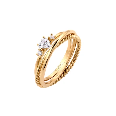 Afbeelding van Elli Ring Ringset mit Herz Zirkonia Weiß 925 Sterling Silber