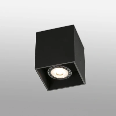 Afbeelding van Faro Lighting Tecto 1 Light Square Surface Mounted Downlight Zwart, GU10