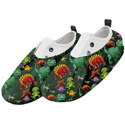 Afbeelding van Ferocity Herbruikbare schoenovertrek, EU 31 37, voor kinderen, waterafstotend, antislip, wasbaar, uniseks, jongens en meisjes, van polyester, met kleurrijke motieven, 142, Dinos, 1 Pair 37