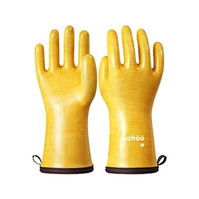 Afbeelding van LANON Protection Wahoo Vloeibare siliconen rookovenhandschoenen, voedselcontactkwaliteit, hittebestendige handschoenen voor koken, grillen, bakken, geel, L/9