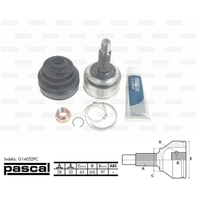 Afbeelding van Homokineet reparatie set, aandrijfas PASCAL G14052PC