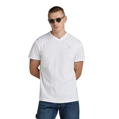 Afbeelding van G Star Bases Vneck Tshirt basic, Heren, Maat: Medium, White
