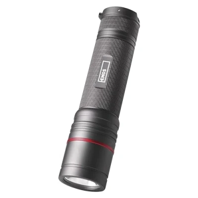 Afbeelding van EMOS Super heldere tactische zaklamp, oplaadbare 1200 lm CREE LED handlamp met 280 m lichtbereik, waterdichte accu 3 lichtmodi, focus, band en zak, zwart, ULTIBRIGHT