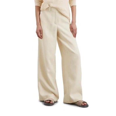 Afbeelding van Marc O&#039;Polo Tailored WIDE Zipfly Pockets Waistband WITH Tailoring Detail Broek, Dames, Maat: 38, Natural cotton