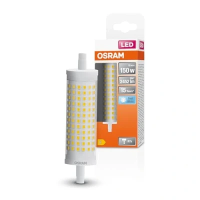 Afbeelding van OSRAM LED Line Lampe mit R7s Retrofit Sockel, 19 W / 2452 lm, klar, kaltweißes Licht 4000 K, nicht dimmbar. IP20, bleifreies Glas, 28 mm Durchmesser, EEK E.