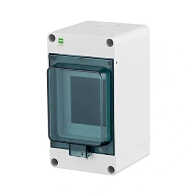 Afbeelding van ELEKTRO PLAST HERMETICA Opbouwzekeringkast, verdeelkast, kleine verdeler, 1 rij, 3 automatenmodules, IP65, waterdicht, voor buiten, lichtgrijs