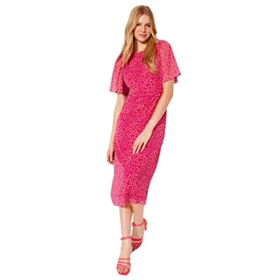 Afbeelding van Trendyol Rode A Lijn Met Dierenmotief En Engelenmouwen Gevoerde Chiffon Midi Geweven Jurk Twoss23El01372