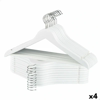 Afbeelding van Kleerhangerset Max Home Wit Hout Staal 44,5 x 23 1 cm 20 Onderdelen (4 Stuks)