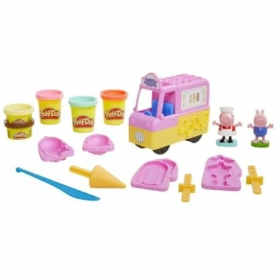 Afbeelding van Play Doh Peppa&#039;s IJsjesset, speelset met ijscowagen, Peppa en George figuren 5 potjes