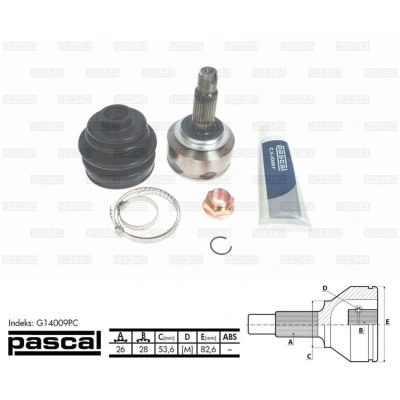 Afbeelding van Homokineet reparatie set, aandrijfas PASCAL G14009PC