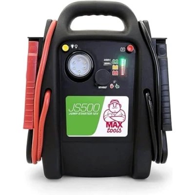 Afbeelding van MAXTOOLS JS500 2200 A 22 Ah, noodstarter voor auto&#039;s en bestelwagens, 12V diesel benzinemotoren, startstarter, met LED zaklamp, USB poort startkabels