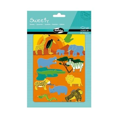 Afbeelding van Maildor AE131O Sweety Stickers (6 vellen in formaat DIN A5, 14,8 x 21 cm, ideaal voor kinderen vanaf 5 jaar, Savanne)