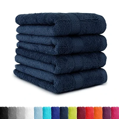 Afbeelding van 4 delige handdoekenset in vele kleuren handdoeken 50x100 cm kleur marine