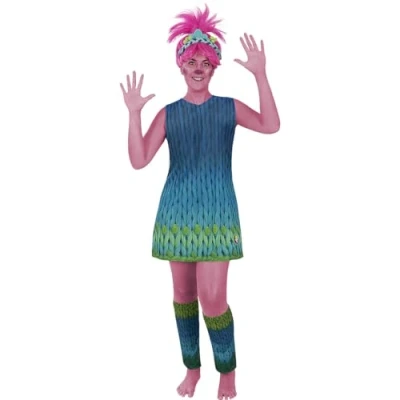 Afbeelding van FUNIDELIA Poppy Kostuum Trolls 3 voor vrouwen Maat: M Blauw